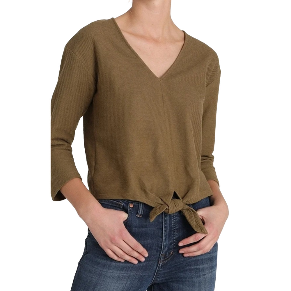 Madewell Olive green V-Neck Sweater with Tie Detail size S GUC